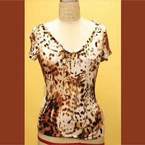 Sexy Leopard Print Shirt Bebe Swarowski Rhinestone